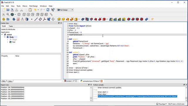 FreeCAD: Output animation as movie, avi or image file using python. tutorial learn guide смотреть онлайн
