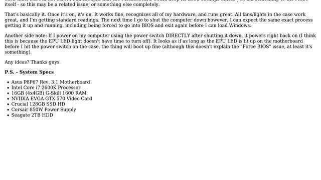 Asus P8P67 Rev. 3.1 Motherboard Issues Powering On And Saving Settings (2 Solutions!!)