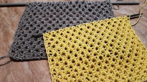 Ажурный узор спицами СЕТКА без накидов