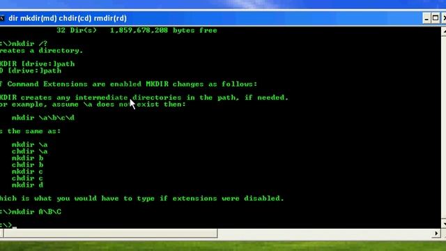 DOS Commands 4 : dir, mkdir(md), chdir(cd) and rmdir(rd) смотреть онлайн