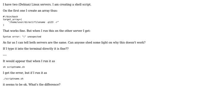 Unix & Linux: `Syntax error: "(" unexpected` when creating an array (3 Solutions!!) смотреть онлайн