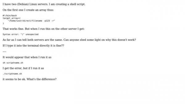 Unix & Linux: `Syntax error: "(" unexpected` when creating an array (3 Solutions!!)