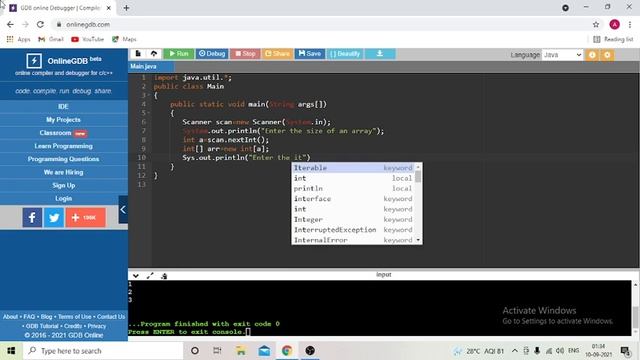 java 1D array|| user input in an array from user|| one Dimensional array in java 2021|| смотреть онлайн