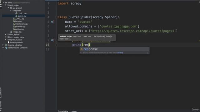 12. Scraping APIs & Login To Website With Scrapy 1. Scraping APIs - Building The Spider