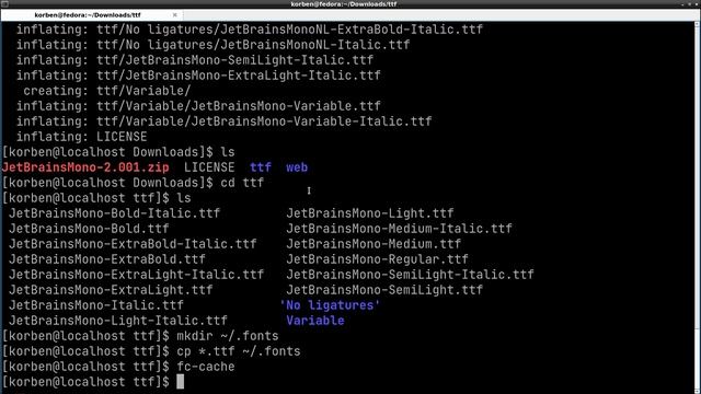 Как установить шрифт JetBrains Mono в Linux (Ubuntu, Fedora)
