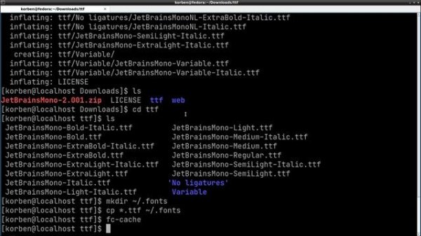 Как установить шрифт JetBrains Mono в Linux (Ubuntu, Fedora)