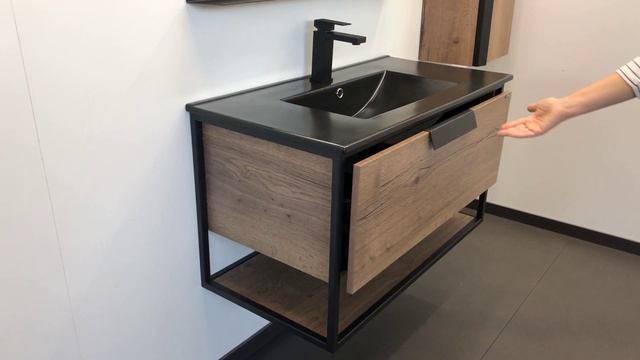 Тумба с раковиной Comforty Бонн 90 00-00001937 подвесная Дуб темный смотреть онлайн