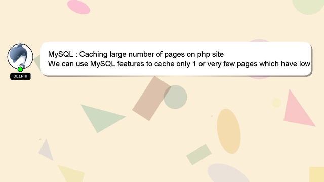 MySQL : Caching large number of pages on php site смотреть онлайн