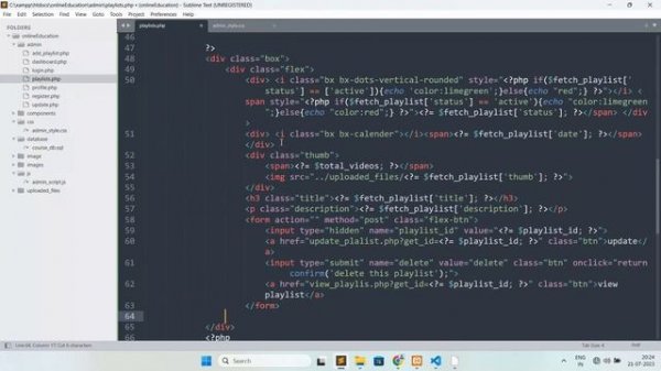 How To Make A Online E-LEARNING Website Using HTML / CSS / JS /PHP/SQL Step By Step part three