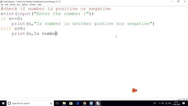 Check Number Is Positive or Negative or Zero in Python | Python for Beginner | Code Generator | CG смотреть онлайн