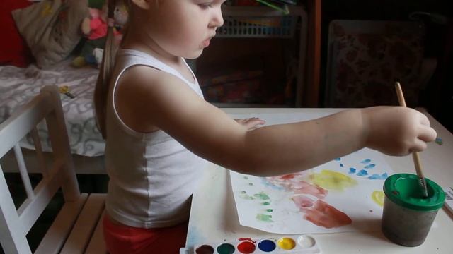 Маша рисует.Наша киса.краски из ашана. смотреть онлайн