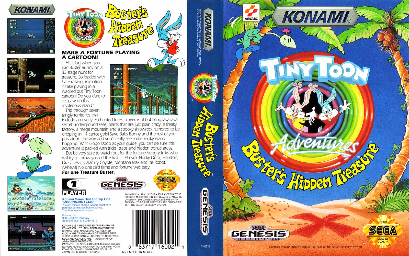 Sega Mega Drive 2 (Smd) 16-bit Tiny Toon Adventures Buster's Hidden Treasure Полное Прохождение