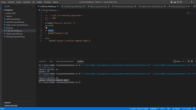 python dersleri #5 || koşullu yürütme blokları ( if elif else ) смотреть онлайн