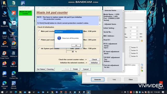 EPSON L-3250 ink waste pad reset | Reset Software adjustment смотреть онлайн