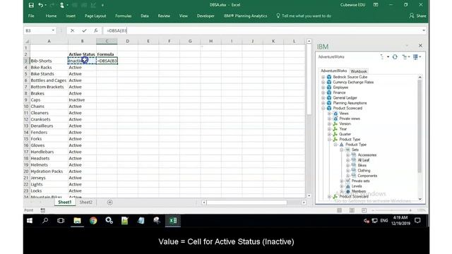 TM1 Function, DBSA (Excel) смотреть онлайн