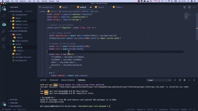 03 installer et configurer Bcrypt смотреть онлайн