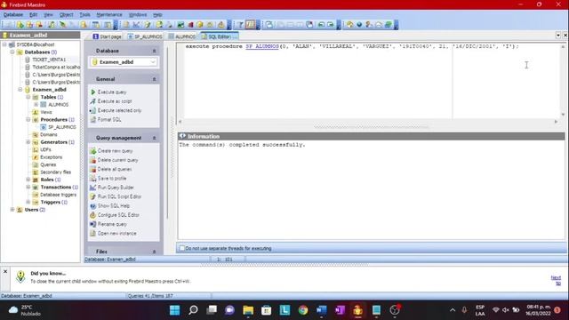 Examen_adbd - Gestion de Tablas y Procedimientos en Firebird Maestro смотреть онлайн