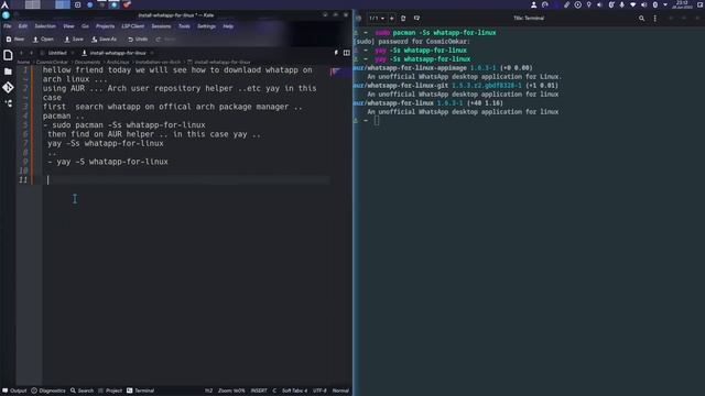 install whatsapp on arch linux with help of AUR helper yay смотреть онлайн