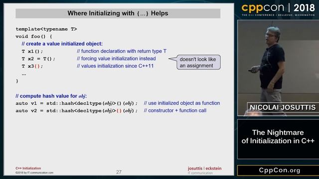 CppCon 2018: Nicolai Josuttis “The Nightmare of Initialization in C++” смотреть онлайн