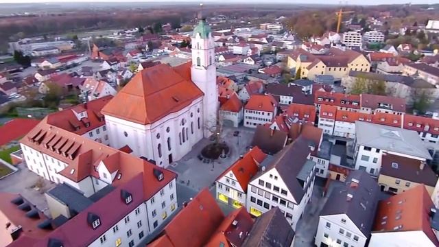 Город Günzburg. Вид с птичьего полета смотреть онлайн