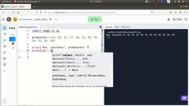 Como Calcular QUARTIL em PYTHON usando o NUMPY смотреть онлайн