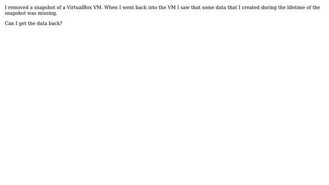 Can I recover data that disappeared when deleting a VirtualBox VM snapshot? (2 Solutions!!) смотреть онлайн