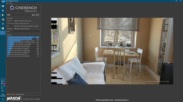 Cinebench R20 - Ryzen 5 3600, Radeon R9 380 2Gb