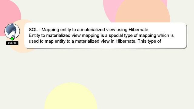 SQL : Mapping entity to a materialized view using Hibernate смотреть онлайн
