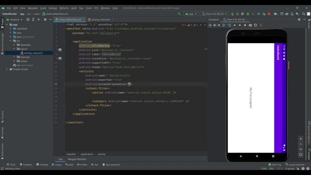 android studio orientation using java code and manifest.xml file смотреть онлайн