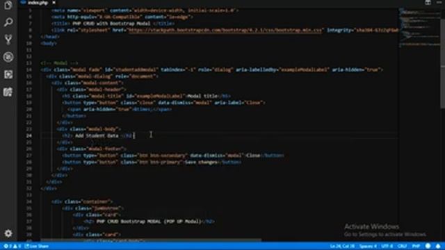 PHP CRUD: Bootstrap Modal: Insert Data into Database in PHP смотреть онлайн