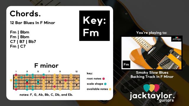 Smoky Slow Blues Backing Track in F Minor смотреть онлайн