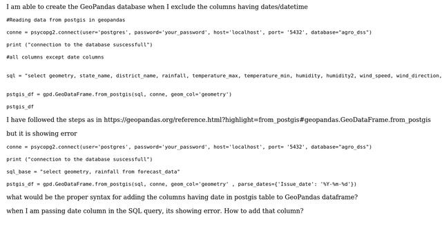GIS: GeoPandas dataframe from PostGIS table having date column смотреть онлайн