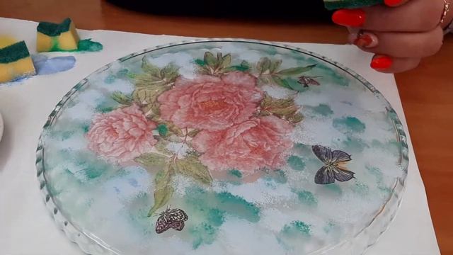 Мастер-класс «Декор блюда для фруктов в технике обратного декупажа». Часть 2