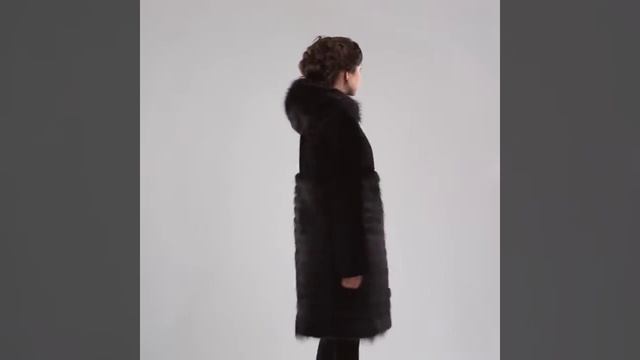 Шуба из бобра 1335 Кз Цвет черный | Меховая фабрика "Соболь" смотреть онлайн