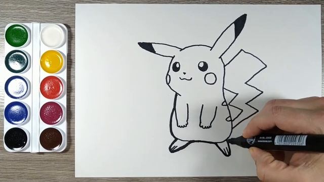 Рисуем Пикачу (Pikachu). Раскраска для детей. Рисунки для начинающих. смотреть онлайн
