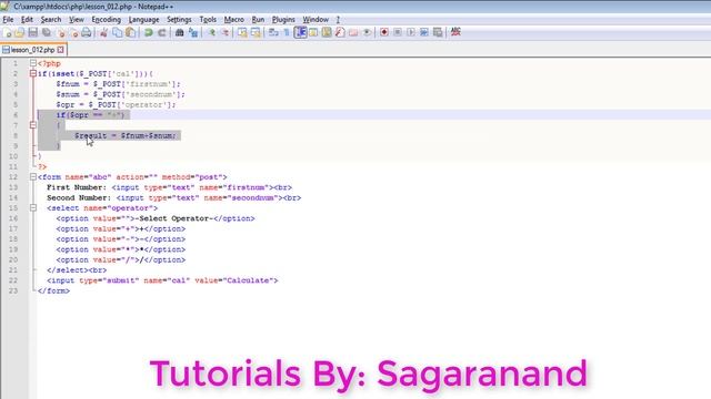 Simple calculator using php if else condition// Lesson-012/ in Hindi (Ligen Tutorials) смотреть онлайн