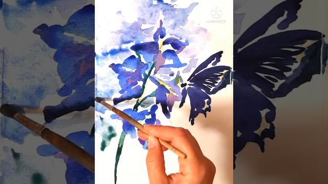 Акварель цветы бабочка смотреть онлайн