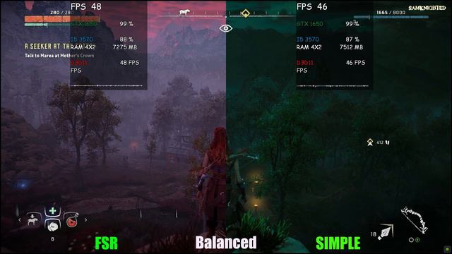 GTX 1650 | I5 3570 | Horizon Zero Dawn | FidelityFX Super Resolution (FSR) vs Simple Upscaling смотреть онлайн