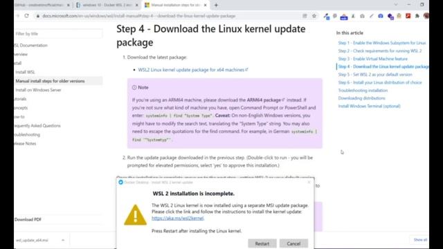 Docker Solution: WSL 2 installation is incomplete смотреть онлайн