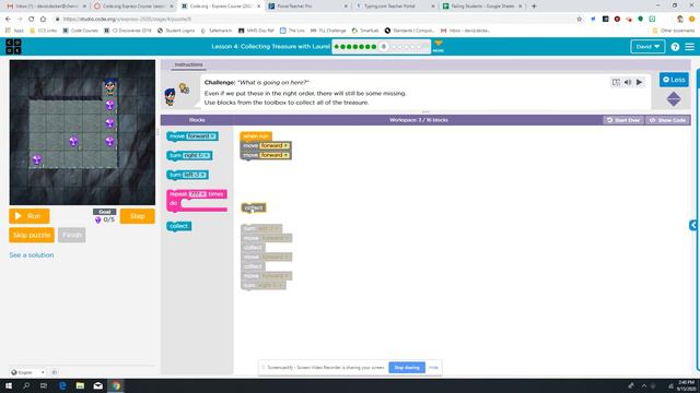 Code.org Express Course: Lesson 4 - Collecting Treasure with Laurel смотреть онлайн