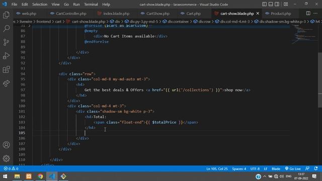 Laravel 9 Ecom - Part 38: How to display cart items Total Price using Livewire in Laravel 9 смотреть онлайн