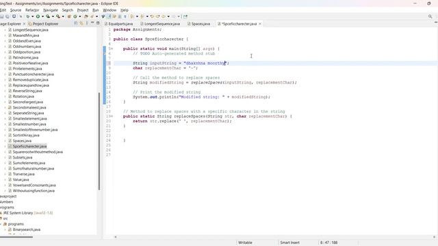 Replacing spaces in String java presented by Dhakshana смотреть онлайн