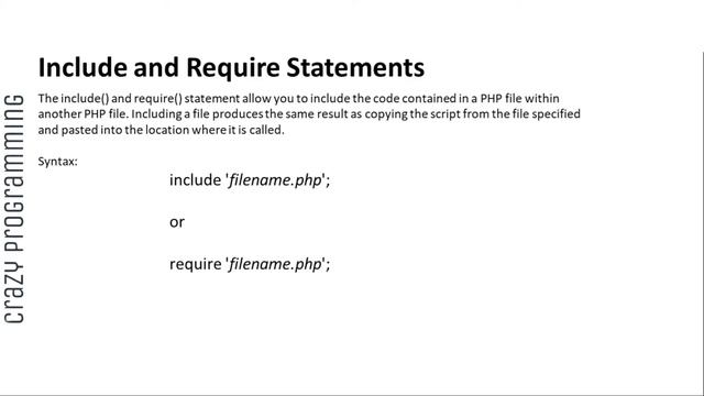 Include Or Require in PHP смотреть онлайн
