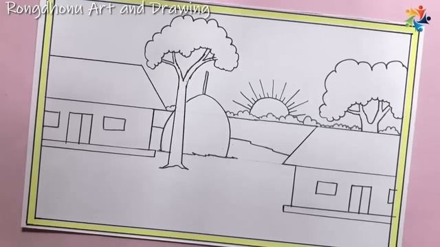 Village Drawing tutorial | Scenery Drawing Very Easy with Pencil смотреть онлайн