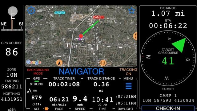 Compass 55. iPhone and iPad land nav app. Coordinates, Arrow to a destination and GPS Tracker. смотреть онлайн