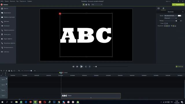Как в Camtasia Studio написать текст большим шрифтом. Начало смотреть онлайн