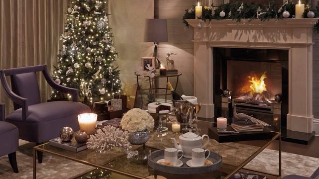 LUXE CHRISTMAS AMBIENCE FIREPLACE WITH RELAXING JAZZ MUSIC | COZY CHRISTMAS TV SCREENSAVER смотреть онлайн