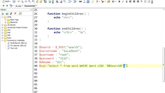 PHP/mysql - Dictionary Code Example смотреть онлайн