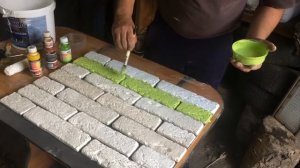 Покраска искусственного камня