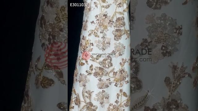2023 dubai lace fabric embroidery golden flower design shiny glitter with pearl смотреть онлайн
